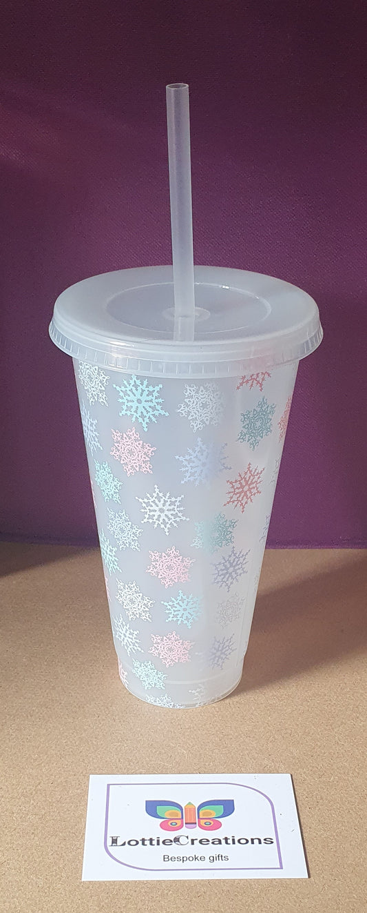 Colour changing snowflake cold cup