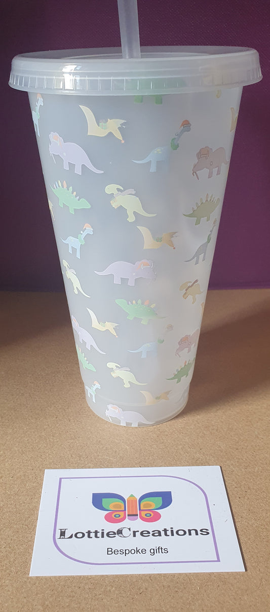 Christmas dinosaur cold cups