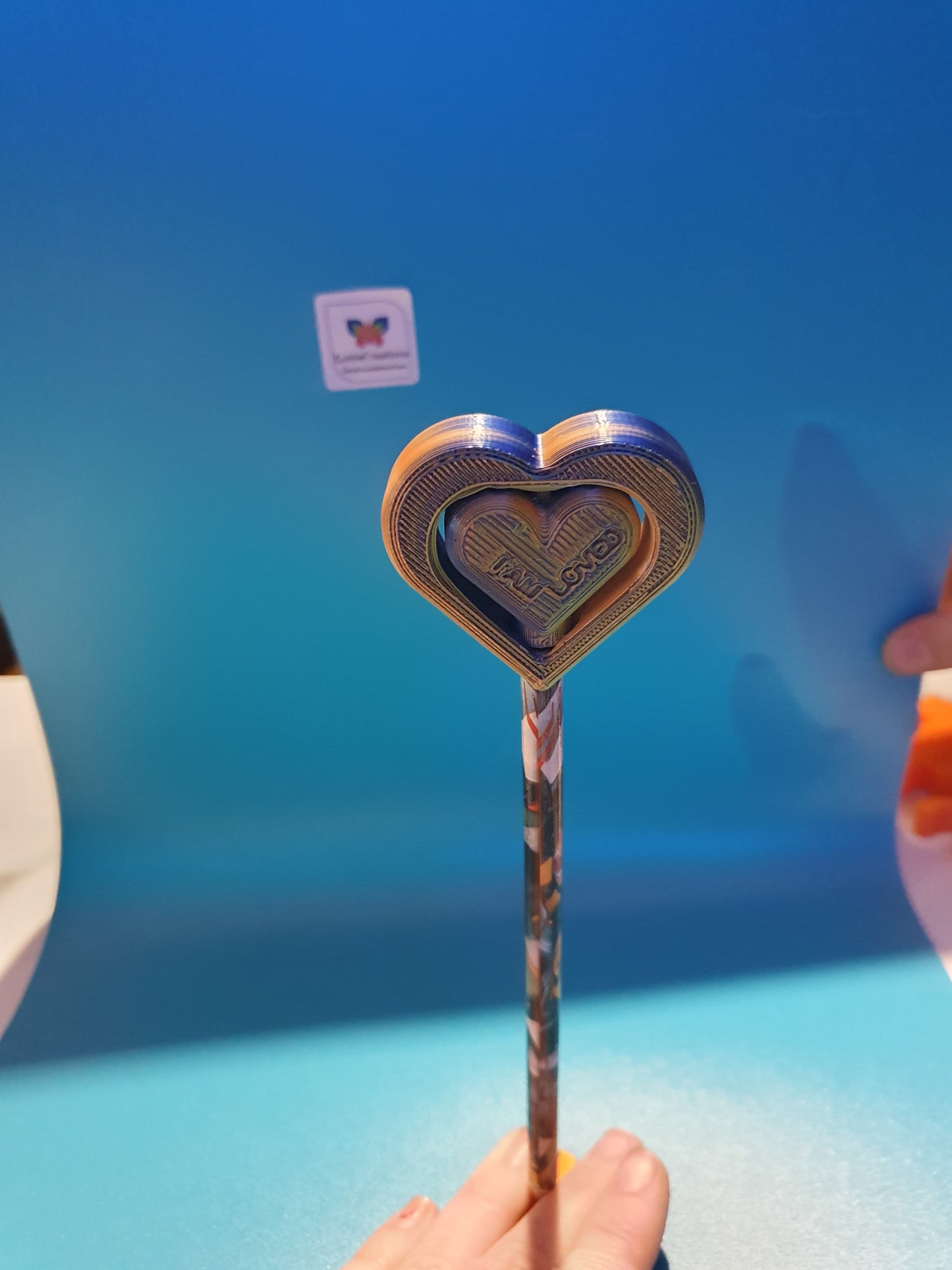 Heart spinner pencil topper